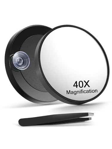40X Magnifying Mirror with Suction Cups Portable Makeup Mirror Black