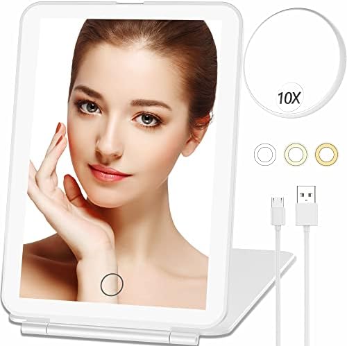 Mecion Compact Makeup Mirror with 10X Magnification and 80 LED Lights