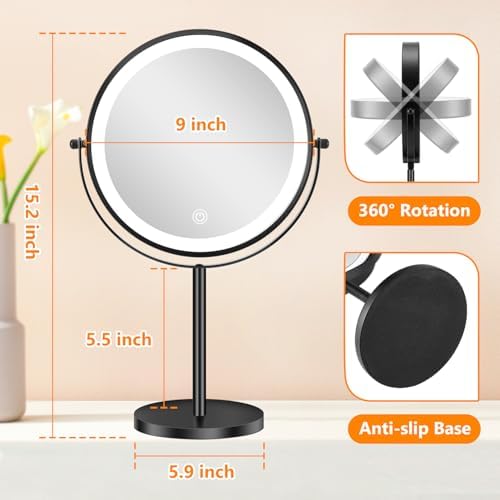 ALHAKIN 15X Magnifying Makeup Mirror 9 Lighted Premium Rotating