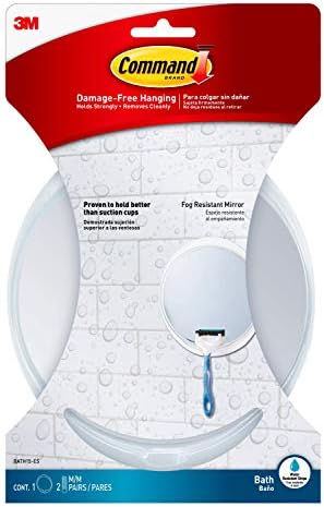 Command Fog-Resistant Mirror with 2-Water-Resistant Strips Damage-Free Organizations