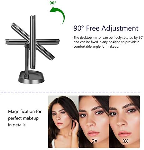 Deweisn Trifold Lighted Makeup Mirror with 21 LEDs and Touch Control