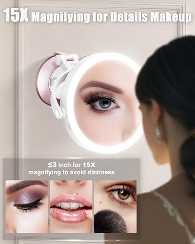 Magnifying Mirror with suction cup triple modes for bathroom and travel