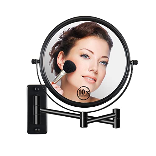 Wall-Mounted Makeup Mirror with Extendable Arms 10X Magnification