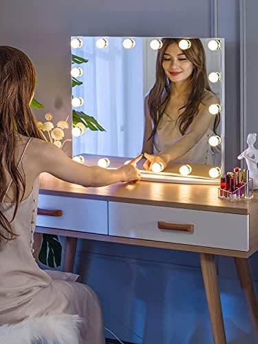 LUXFURNI Hollywood Vanity Mirror 26x21 Inch