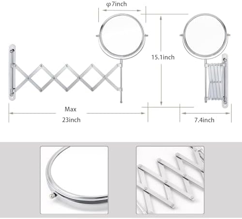 WELLLINK 7-inch Wall-Mounted Makeup Mirror 1X7X Magnification