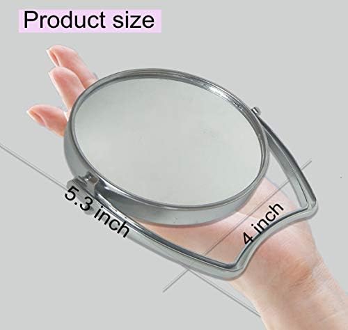 WMugthome Two-Sided 46-Inch Round Makeup Mirror with Stand Silver