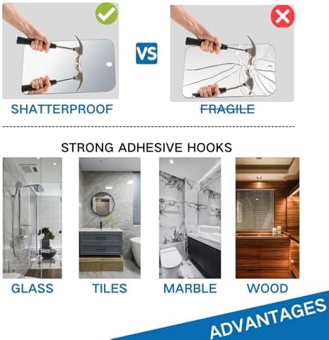 Shaving Mirror Hook 78x98 inches Non-Breakable acrylic mirror