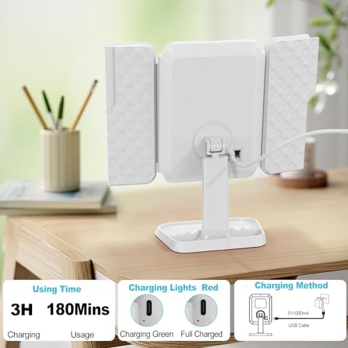 Precise mans makeup mirror with multi-level magnification and touch controls