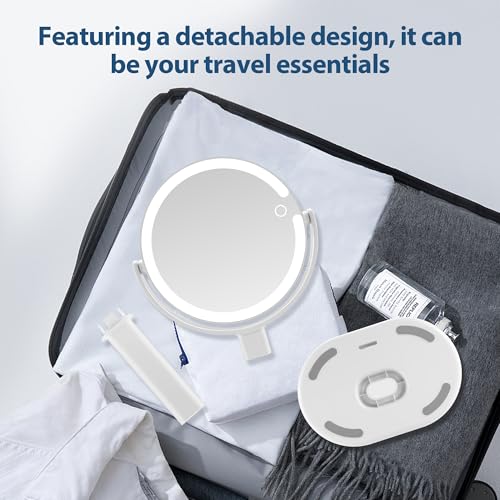 MIYADIVA Double-Sided Makeup Mirror with 20X Adjustable Lights Detachable Design