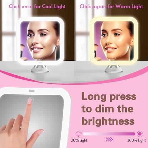 10X Magnifying LED Mirror with LED Lights Swivel Base and Travel Ready