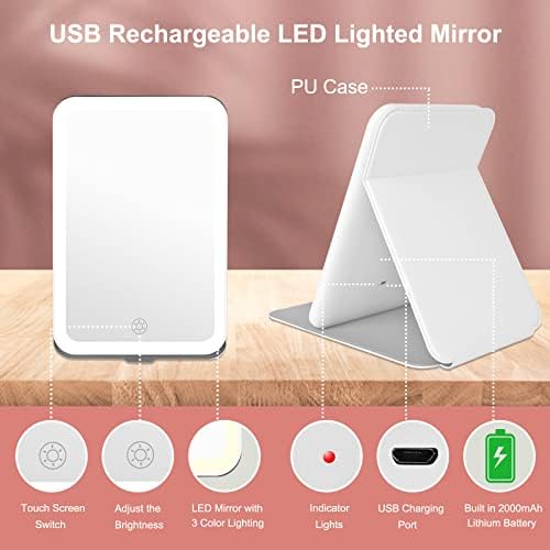 Travel-Friendly Makeup Mirror with 72 LED Lights and Touch Screen