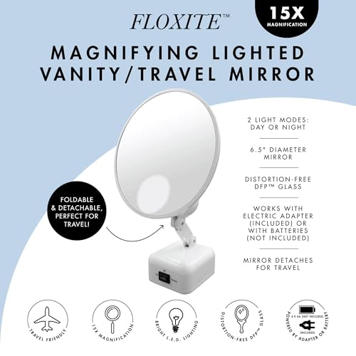Durable Magnifying Mirror with Light Face Lighting 15x Enlargement
