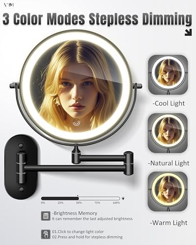 Wall-Mounted Lighted Magnifying Makeup Mirror