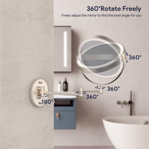Rocollos Wall-Mounted Lighted Makeup Mirror Rechargeable and Easy to Use
