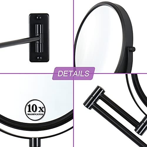 Wall-Mounted Makeup Mirror with Extendable Arms 10X Magnification