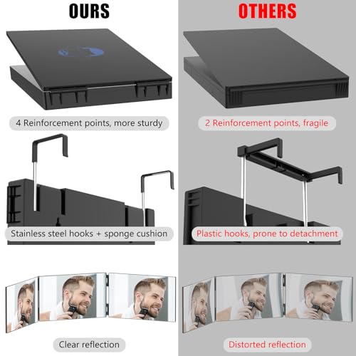 Adjustable 3-Way Hair and Makeup Mirror for MenWomen
