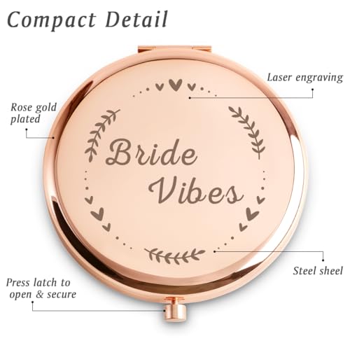 Brides Compact Engraved Mirror Beauty Party Gift Personalized Bridesmaids Bridal Shower Ease