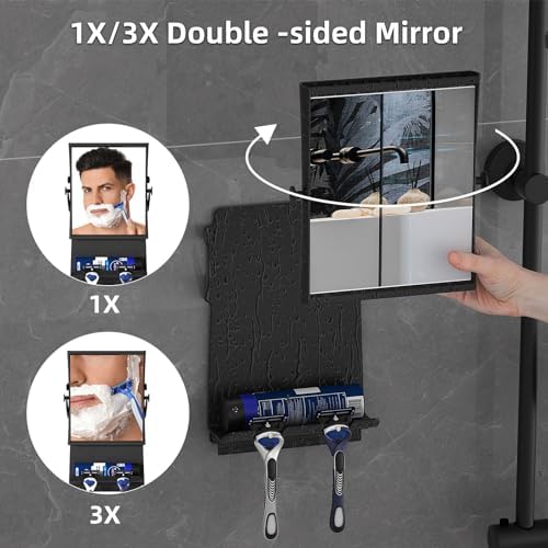 Fogless Dual-Sided Shaving Mirror with Anti-Fog Technology - Black