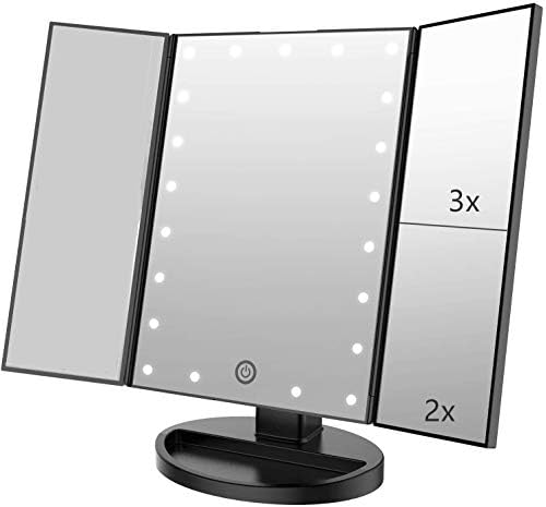 Compact Stylish 3x2x Magnifying Vanities with Touch Screen Light Black