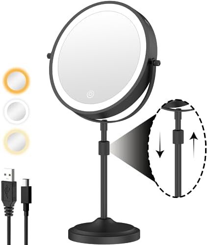 Adjustable 86 Double-Sided Makeup Mirror with Rechargeable LED Lights