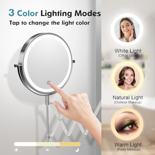 8-inch Double-Sided Wall-Mounted Makeup Mirror with Rechargeable Battery