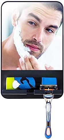 etaili Fogless Shower Mirror Anti-Fog RFID Holder Suction Shaving Black