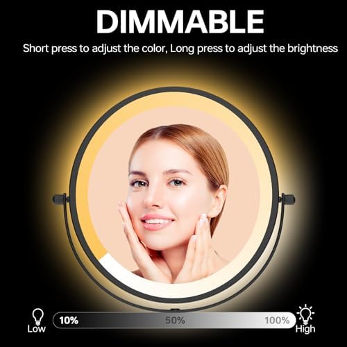 Lansi Rechargeable Wall-Mounted Lighted Makeup Mirror Black