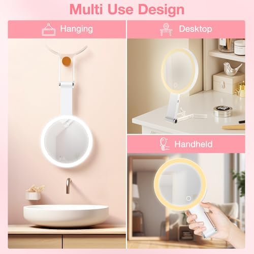 Stylish 3-in-1 Magnifying Mirror for Compact Travel Use