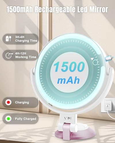 Magnifying Mirror with suction cup triple modes for bathroom and travel