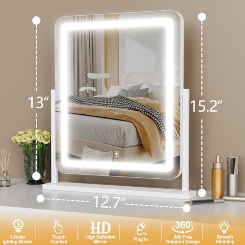 Gvnkvn Makeup Vanity Mirror With Smart Lighting 360 Rotation 10X Magnification