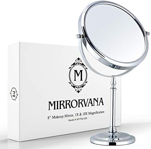 Large Double-Sided 10X Makeup Mirror with Stand