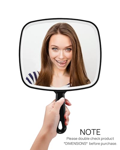 OMIRO Extra Large Handheld Mirror with Handle - Black Pack of 3