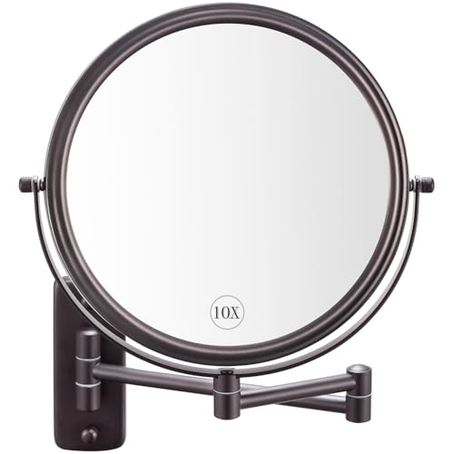 Decluttr 9 Inch Wall Mounted Magnifying Mirror Brown