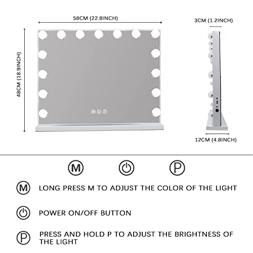 PigDecimal Vazinesse 15LED Vanity Mirror with Lights Modes