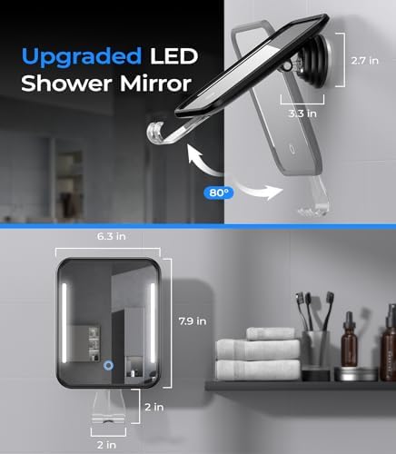 Heated Bright Fogless Shower Mirror for Grooming in Style