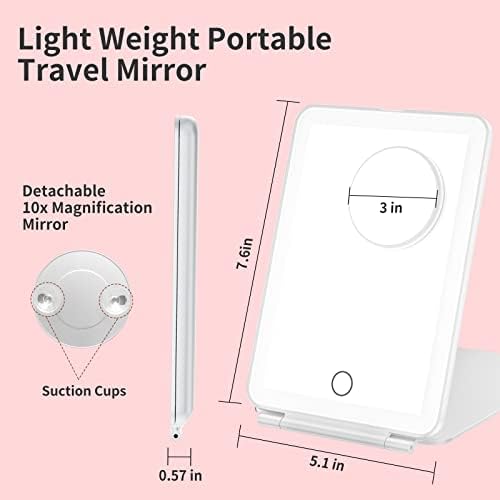 Mecion Compact Makeup Mirror with 10X Magnification and 80 LED Lights