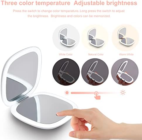 Small LED Magnifying Mirror with 1X10X Portable