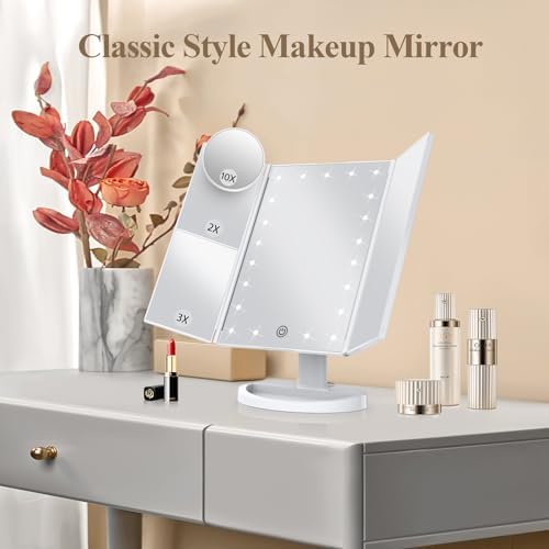 Portable HUONUL Makeup Mirror with Lights and Touch Control