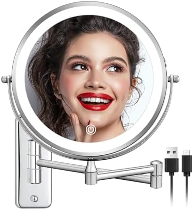 8-Inch Rechargeable Wall-Mounted Makeup Mirror