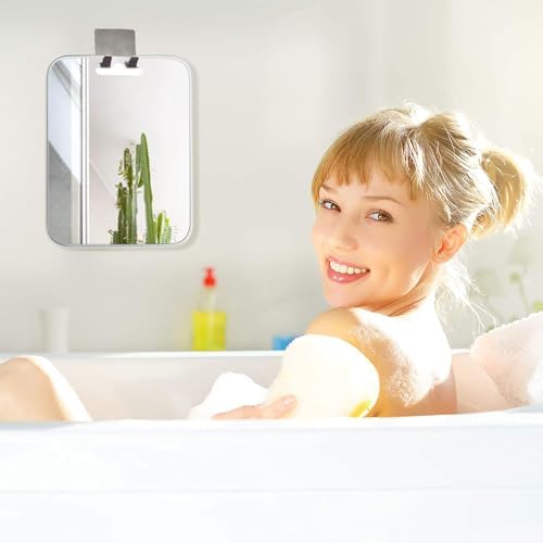 Anti-Fog Shower Mirror Crystal Clear Razor Holder Impact Resistant