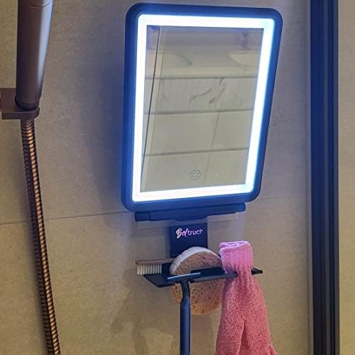 Fogless Lighted Shower Mirror Includes Squeegee Storage