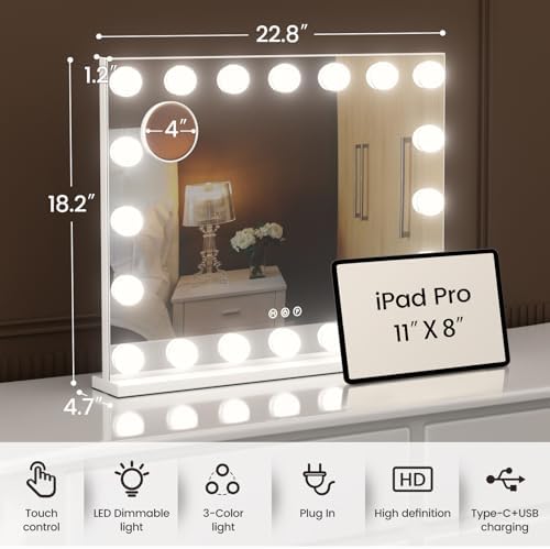 Stylish 23x18 Vanity Mirror with Lights for Makeup