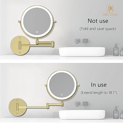 MIROAMZ Rechargeable Wall Mounted Lighted Makeup Vanity Mirror 8 Double Sided