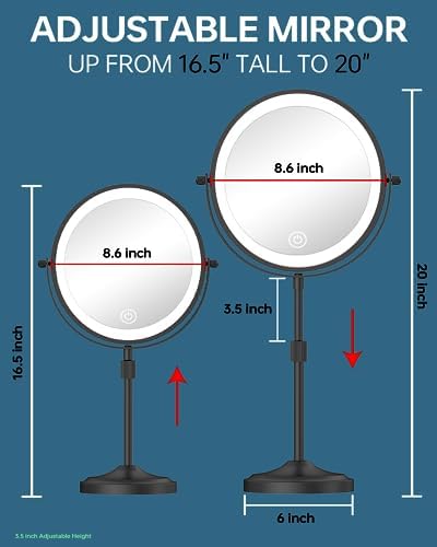 Adjustable 86 Double-Sided Makeup Mirror with Rechargeable LED Lights