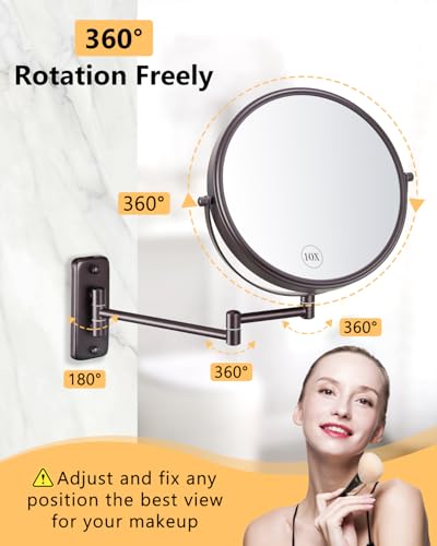 Decluttr 9 Inch Wall Mounted Magnifying Mirror Brown