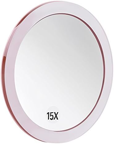 Precision makeup mirror with 15x magnification
