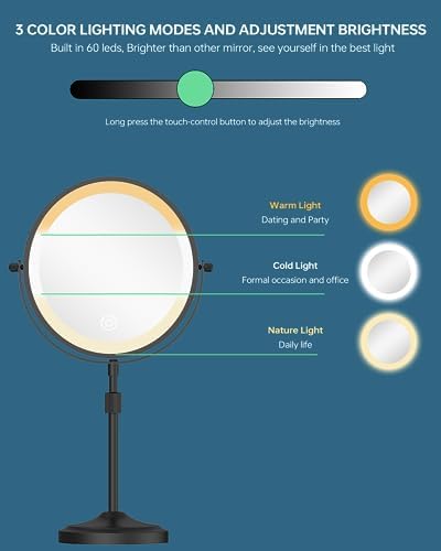 Adjustable 86 Double-Sided Makeup Mirror with Rechargeable LED Lights