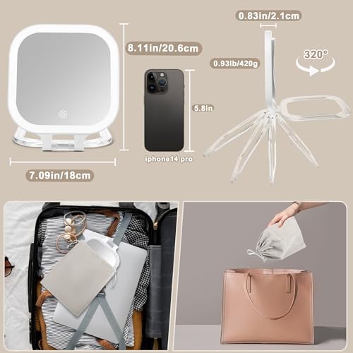 Wayleeos Travel Makeup Mirror with Lights