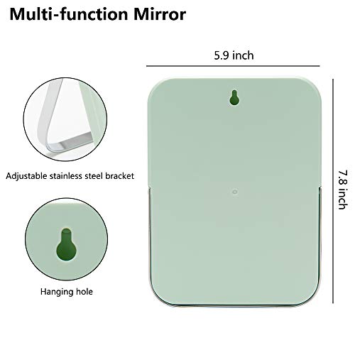 YEAKE 8-Inch Portable Folding Makeup Mirror with Metal Stand Green