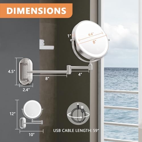 Auxmir 20X Wall-Mounted Makeup Mirror